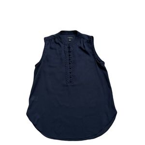 (12) Ann Taylor Chinese Collar Sleeveless Blouse, Size XSP, Half Front Button